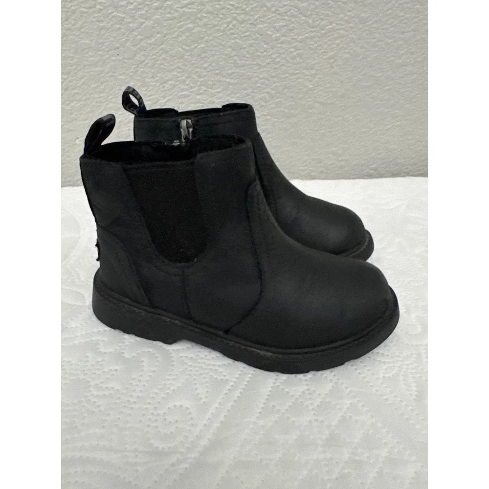 UGG Bolden Black Leather Waterproof Chelsea Boots Toddler Size 12